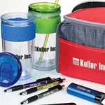 Giveaway items on sale includes drinkware, lunch totes and pens