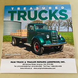Treasured Trucks Calendar on a table