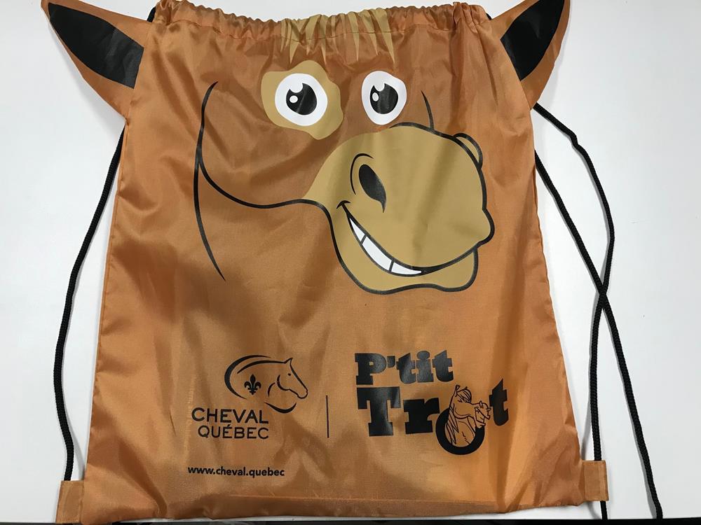 a brown bag with a cartoon horse face