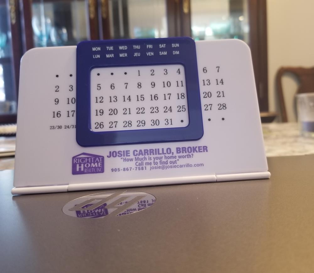 a calendar on a table