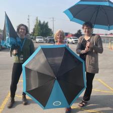 a group of women holding umbrellas