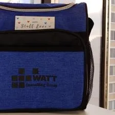 Customer photo from Andrew of our Kota Heathered Lunch Cooler, a blue and black bag