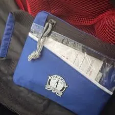 Customer photo from Sarah of our Fastpack First Aid Kit, a blue pouch with a zipper